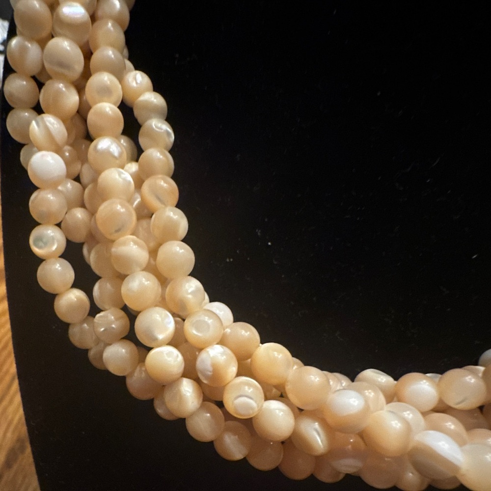 Rare Vintage 80s Kenneth Jay Lane Balmuti Mother of Pearl Multi Strand Necklace - Picture 10 of 11